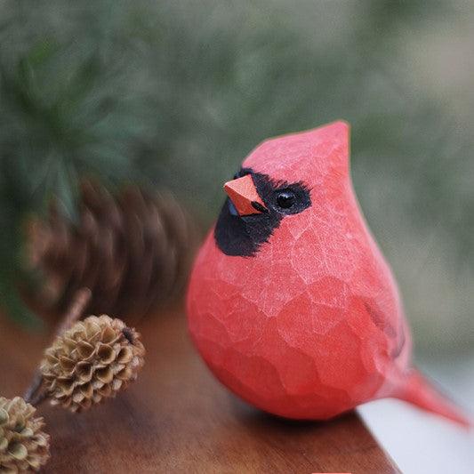 Northern Cardinal Bird Figurines Hand Carved Painted Wooden