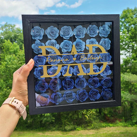 Personalized Dad Flower Shadow Box With Name For Father's Day