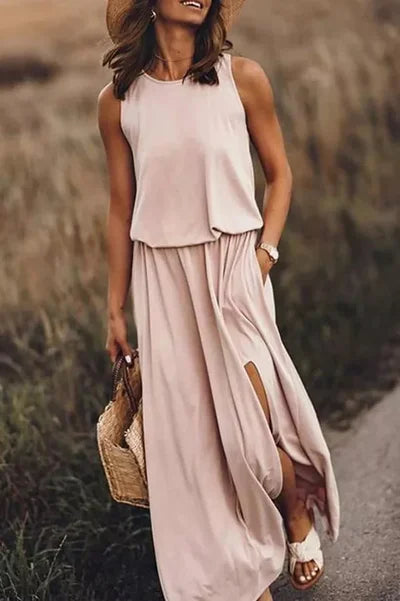 Giselle Loose Fit Slit Maxi Dress-Buy 2 Free Shipping