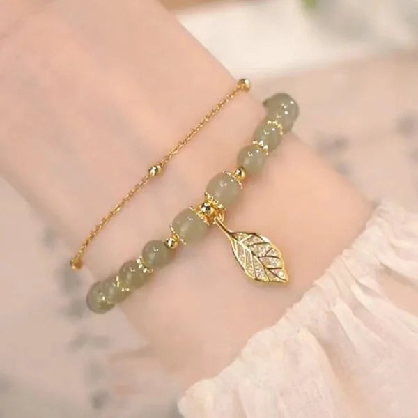 hetian jade gold leaf bracelet