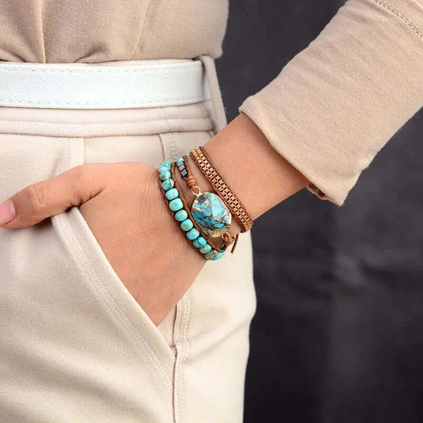 TURQUOISE & JASPER HEALING WRAP BRACELET